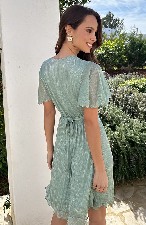 Waistband Dress Lurex Short Sleeve Mint – alle jurkjes — foto 4