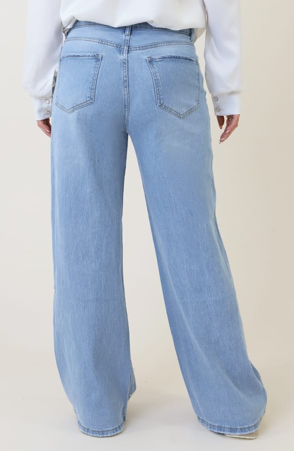 Wide Leg Jeans Pearls Light Blue — foto 3