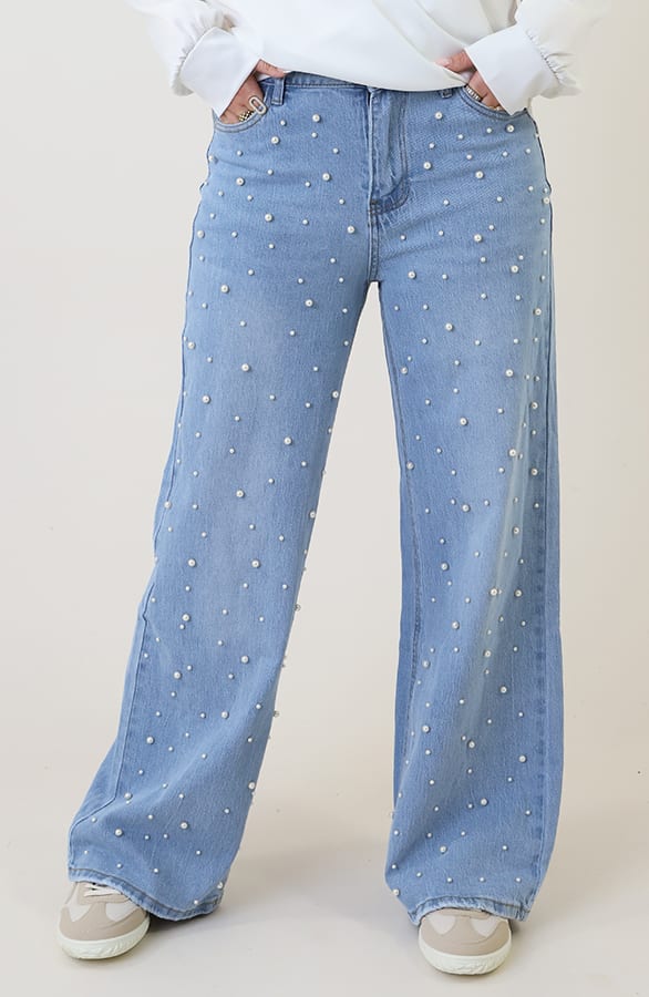Wide Leg Jeans Pearls Light Blue — foto 4
