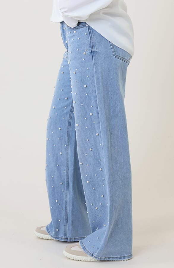 Wide Leg Jeans Pearls Light Blue — foto 2