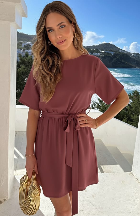 Wijde Hals Relaxed Fit Jurk Dust Roze – alle jurkjes — foto 2