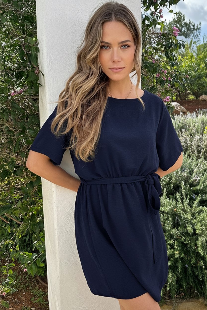 Wijde Hals Relaxed Fit Jurk Navy – alle jurkjes — foto 4