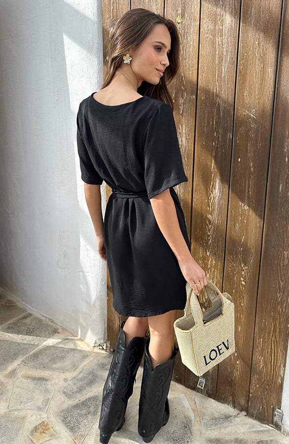 Wijde Hals Relaxed Fit Jurk Zwart – alle jurkjes — foto 3