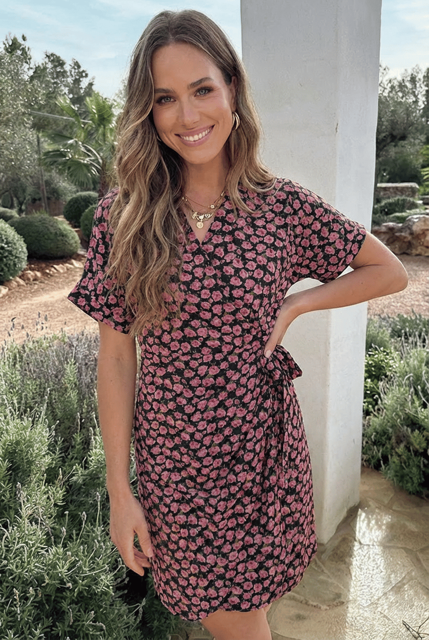 Wrap Jurk Fenna Print Rozen
