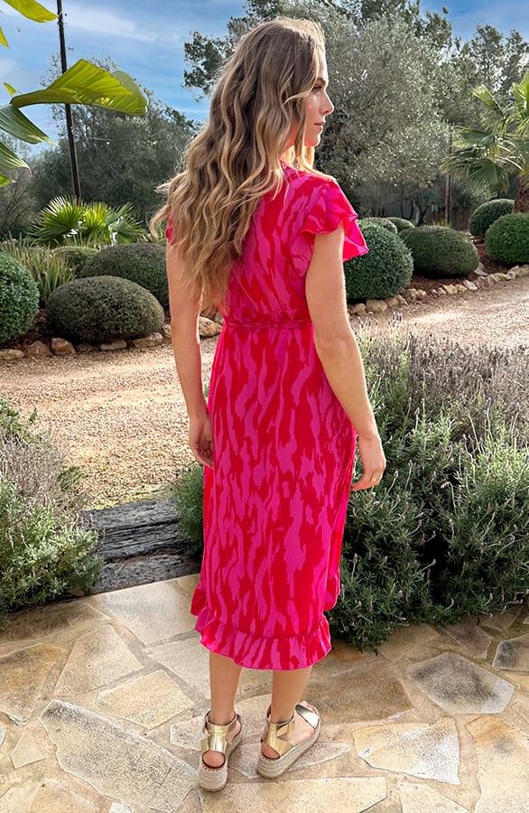 Zebra Print Wikkeljurk Fuchsia – alle jurkjes — foto 4