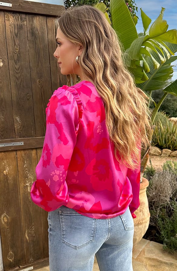 Zijde Look Ruffle Print Blouse – kleding — foto 3