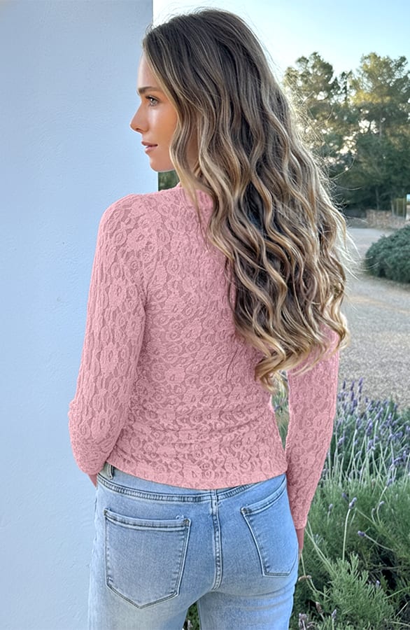 Asymmetrische Kanten Top Baby Roze – shirts & tops — foto 3