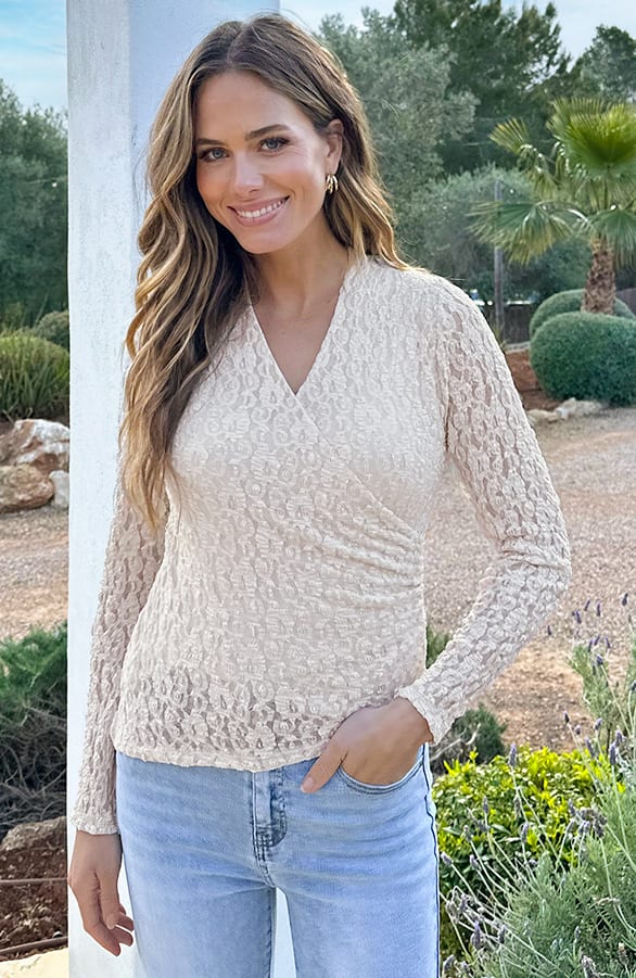 Asymmetrische Kanten Top Beige – shirts & tops — foto 7