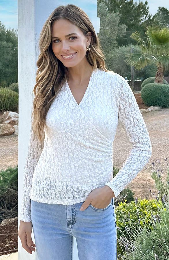 Asymmetrische Kanten Top Ecru – shirts & tops
