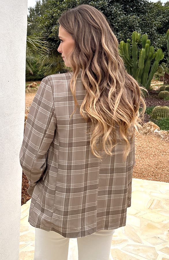 Asymmetrische Ruit Blazer Taupe – blazers — foto 3