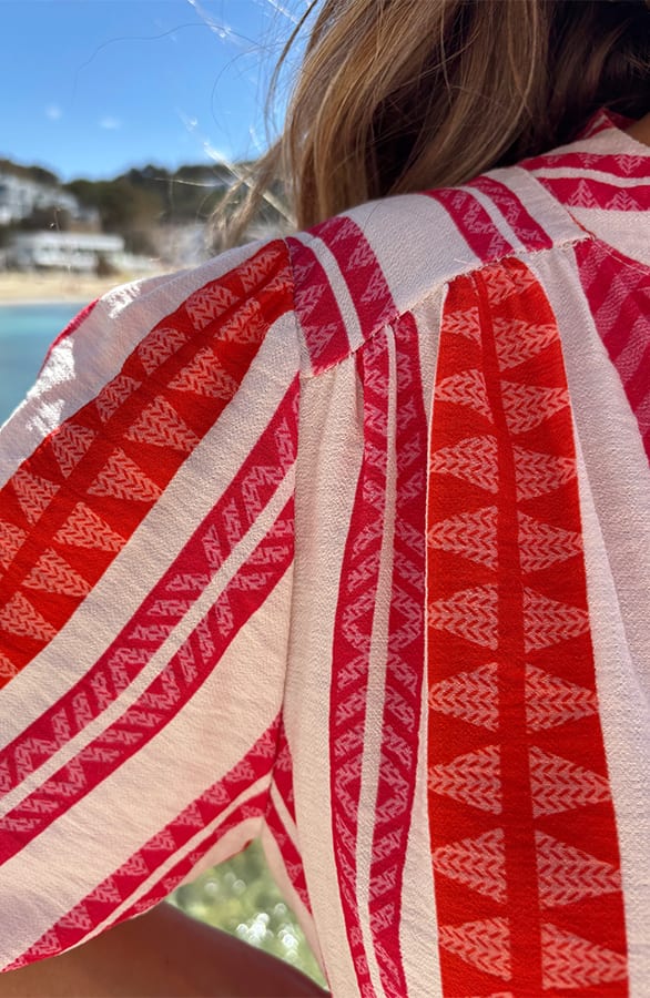 Aztec Print Blouse Jurk Koraal Fuchsia – alle jurkjes — foto 4