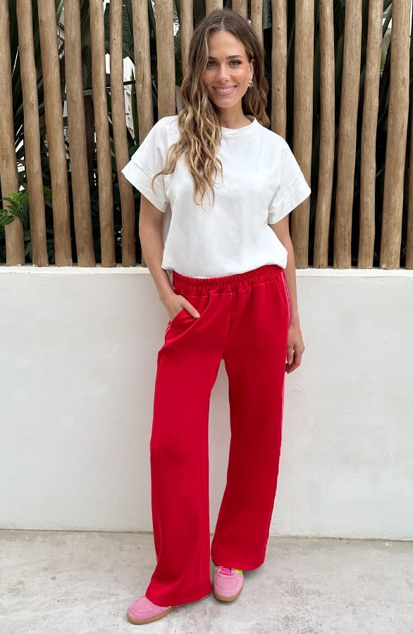 Bies Wide Leg Pants Rood Fuchsia – broeken — foto 3