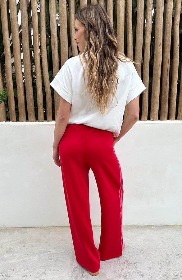 Bies Wide Leg Pants Rood Fuchsia – broeken — foto 4