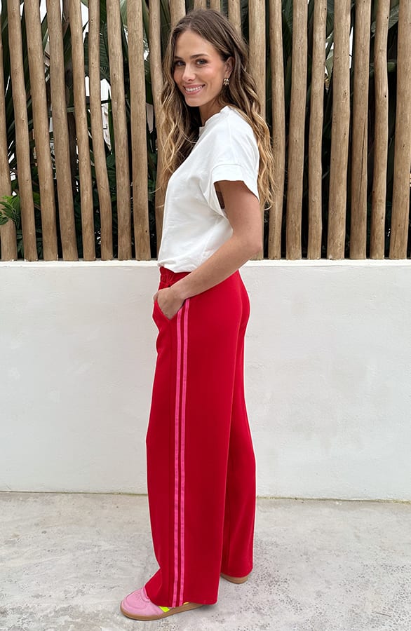 Bies Wide Leg Pants Rood Fuchsia – broeken — foto 5