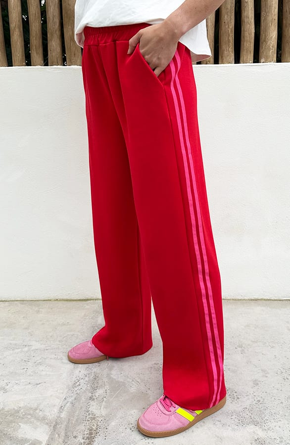 Bies Wide Leg Pants Rood Fuchsia