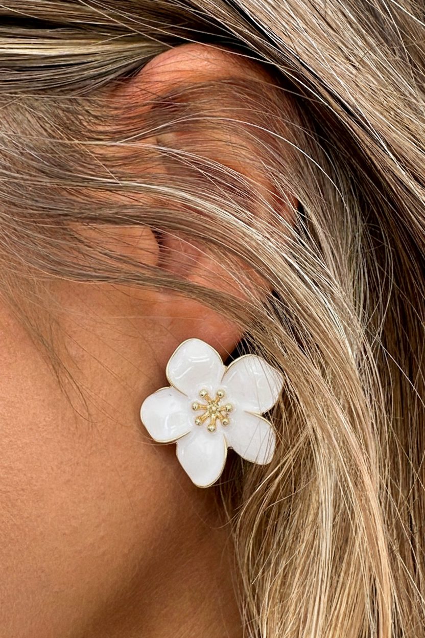 Bloemen Oorbellen Goud Parelmoer – accessoires — foto 2