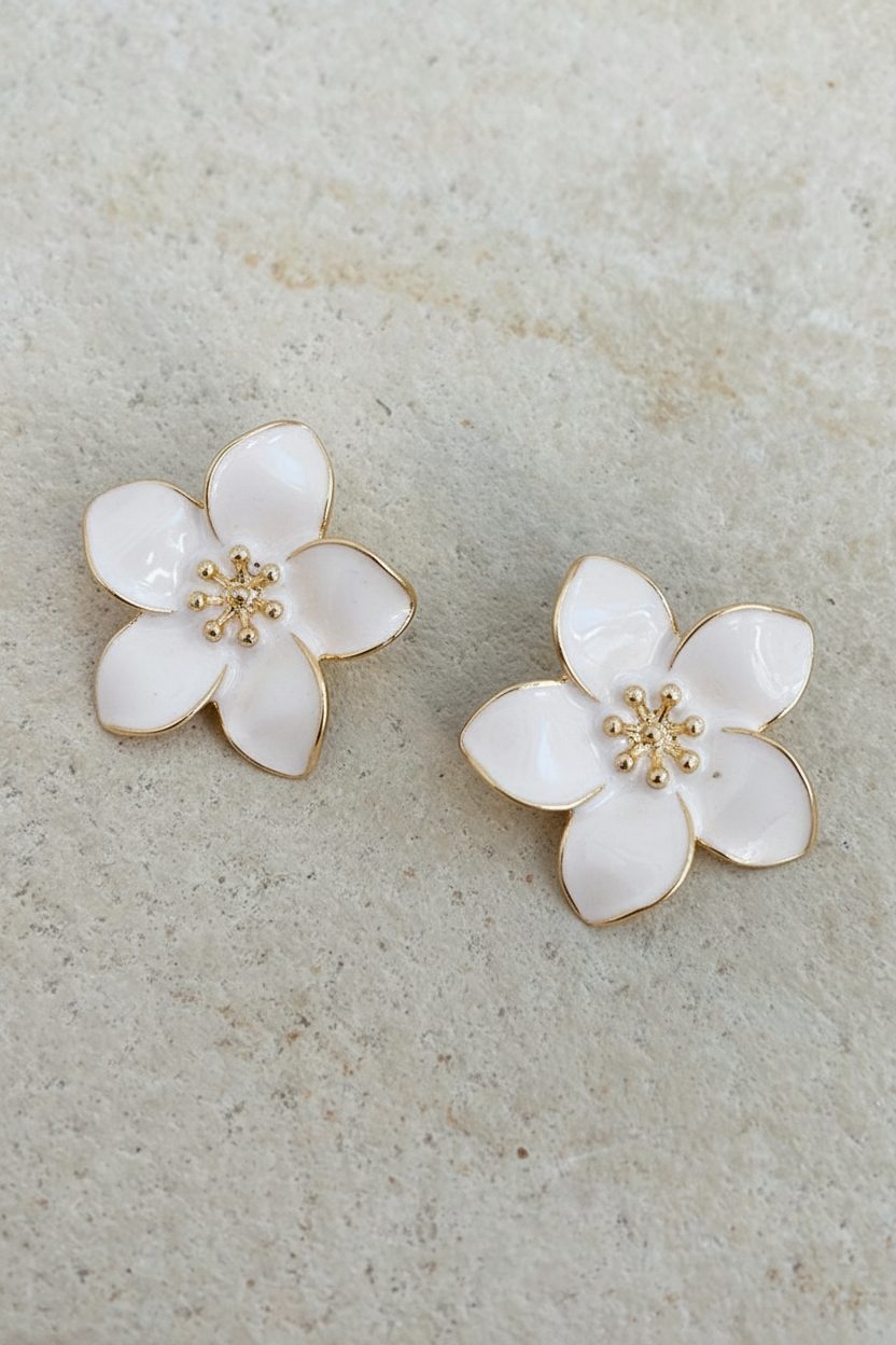 Bloemen Oorbellen Goud Parelmoer – accessoires