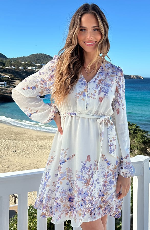 Bohemian Flower Jurk Baby Blauw