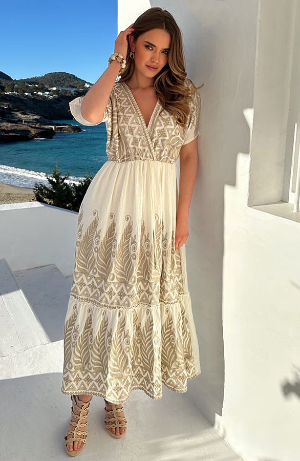 Bohemian Leaves Maxi Dress Gold – alle jurkjes — foto 6