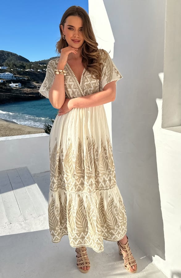 Bohemian Leaves Maxi Dress Gold – alle jurkjes — foto 10