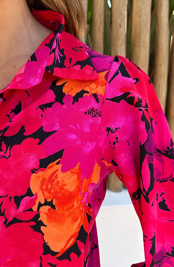 Botanical Floral Blouse Rood Roze – kleding — foto 4