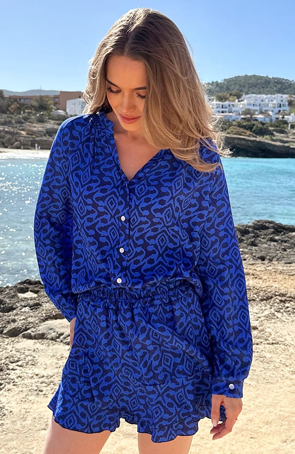 Casual Viscose Blouse Meike Kobalt