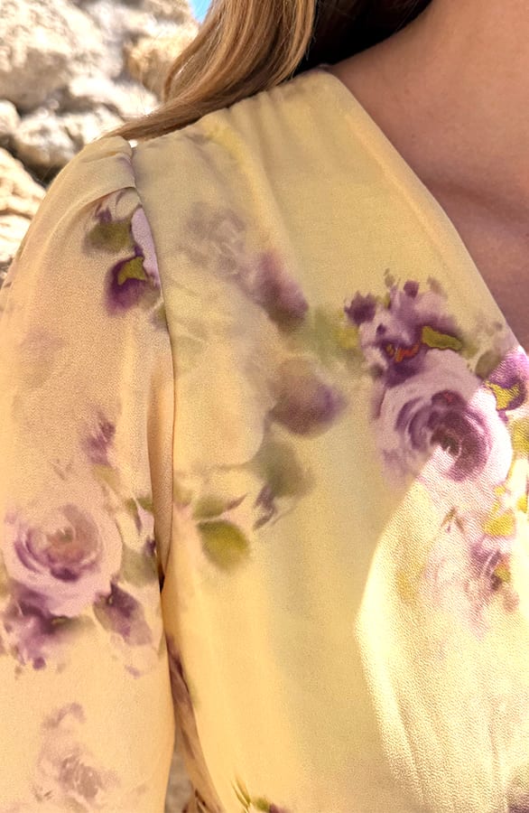 Chiffon Bloemenprint Jurk Geel – alle jurkjes — foto 4