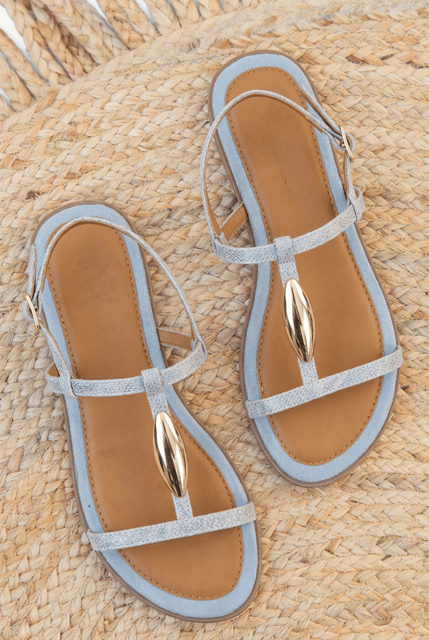 Classic Luxury T-Strap Sandals Blue