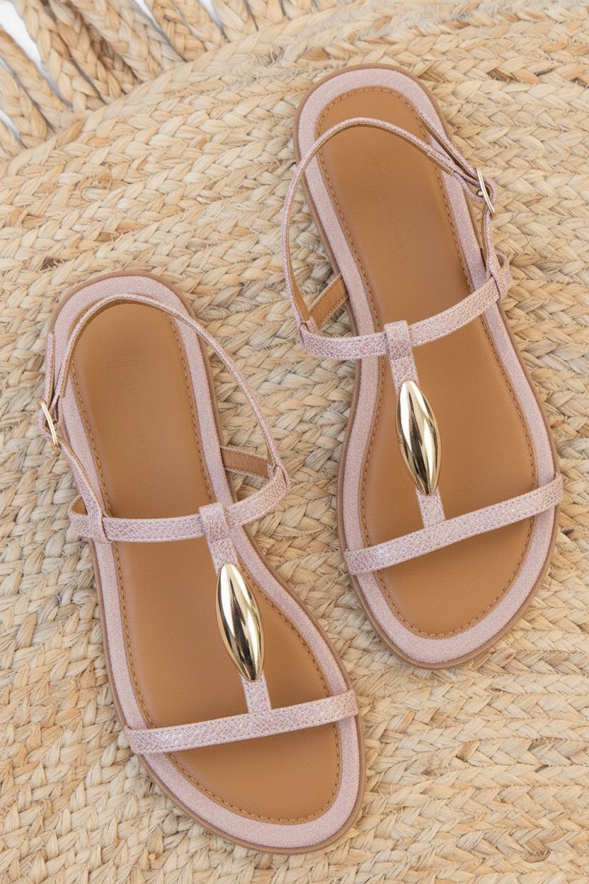 Classic Luxury T-Strap Sandals Pink – schoenen
