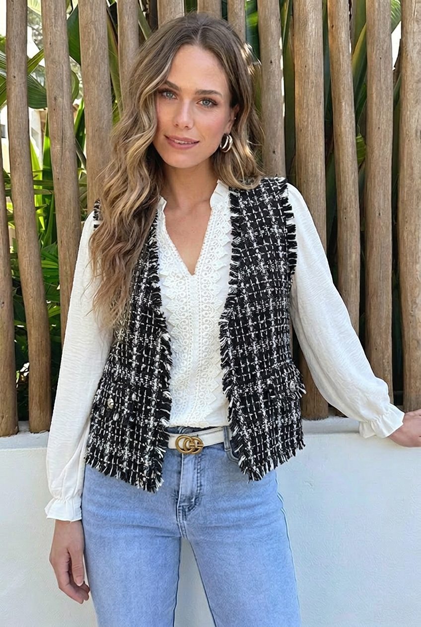 Classic Tweed Gilet Zwart