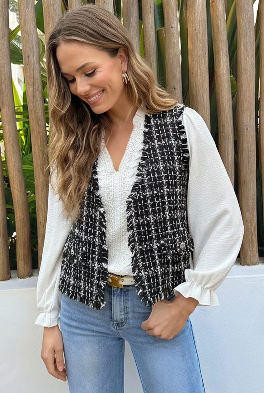 Classic Tweed Gilet Zwart – vesten — foto 6
