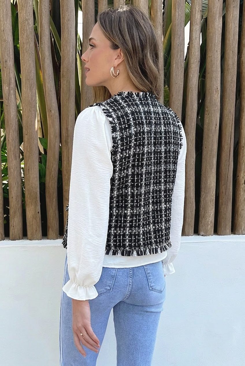 Classic Tweed Gilet Zwart – vesten — foto 3