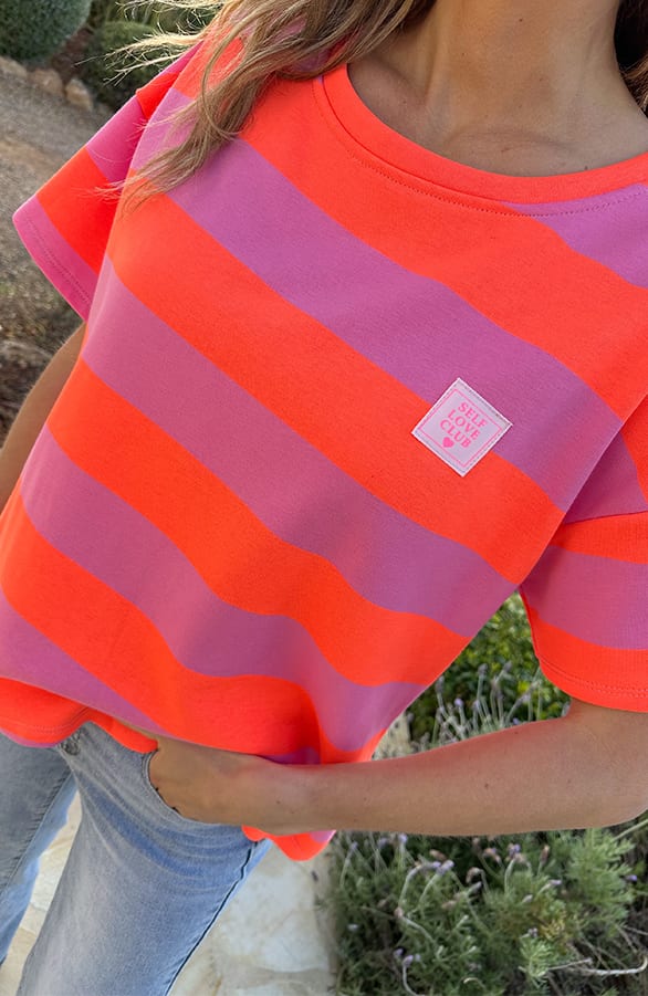 Cotton Strepen Shirt Dames Oranje Roze – shirts & tops — foto 4