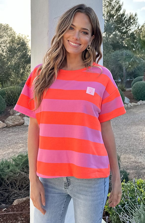 Cotton Strepen Shirt Dames Oranje Roze – shirts & tops — foto 7