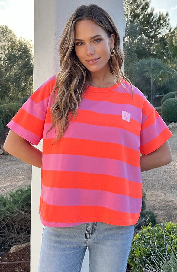 Cotton Strepen Shirt Dames Oranje Roze – shirts & tops — foto 8