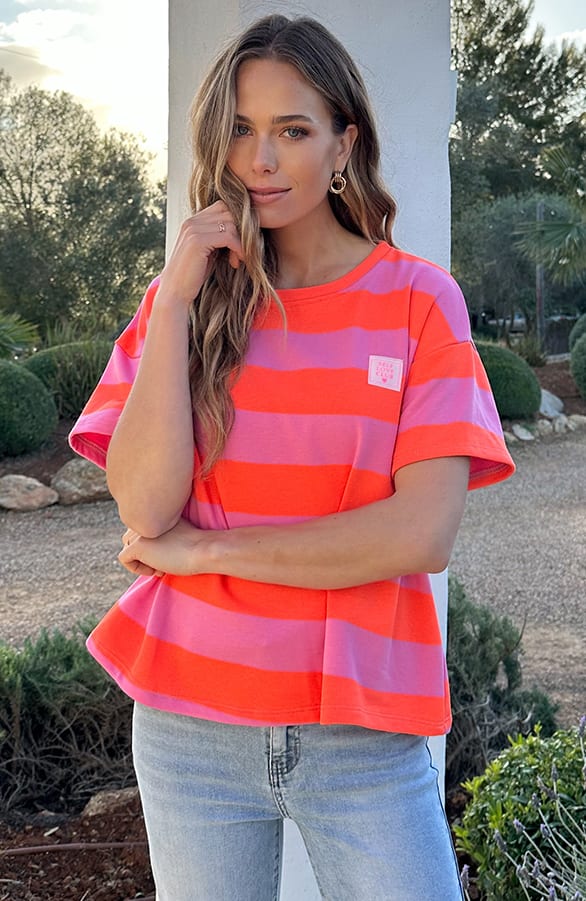 Cotton Strepen Shirt Dames Oranje Roze – shirts & tops — foto 9