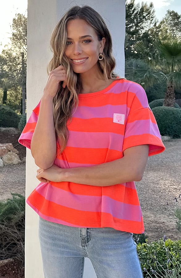 Cotton Strepen Shirt Dames Oranje Roze – shirts & tops — foto 5