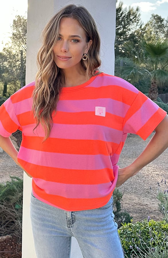 Cotton Strepen Shirt Dames Oranje Roze – shirts & tops — foto 6