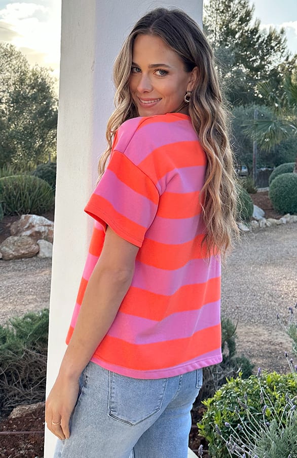 Cotton Strepen Shirt Dames Oranje Roze – shirts & tops — foto 3
