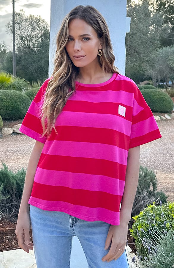 Cotton Strepen Shirt Dames Rood Roze – shirts & tops — foto 6