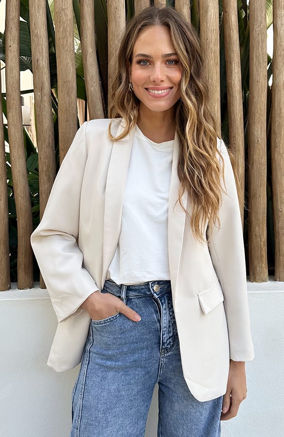 Dames Blazer Nore Longsleeve Beige