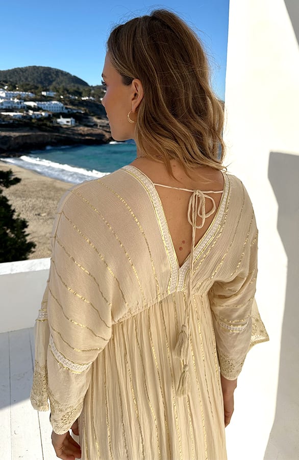 Detailed Bohemian Maxi Jurk Beige – alle jurkjes — foto 6