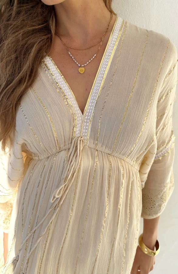 Detailed Bohemian Maxi Jurk Beige – alle jurkjes — foto 4