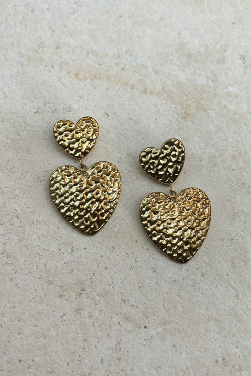 Dubbel Hart Oorbellen Goud – accessoires