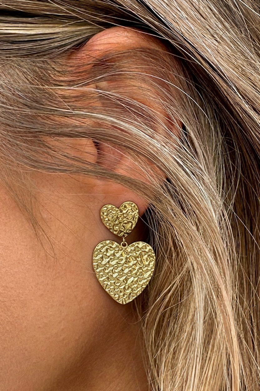 Dubbel Hart Oorbellen Goud – accessoires — foto 2