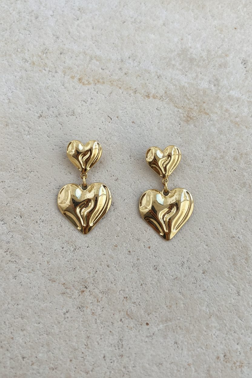 Dubble Hart Oorbellen Goud – accessoires