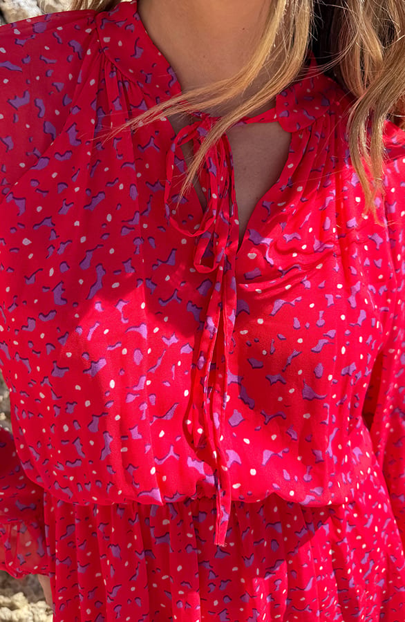 Flowerly Ruffle Jurk Rood – alle jurkjes — foto 4