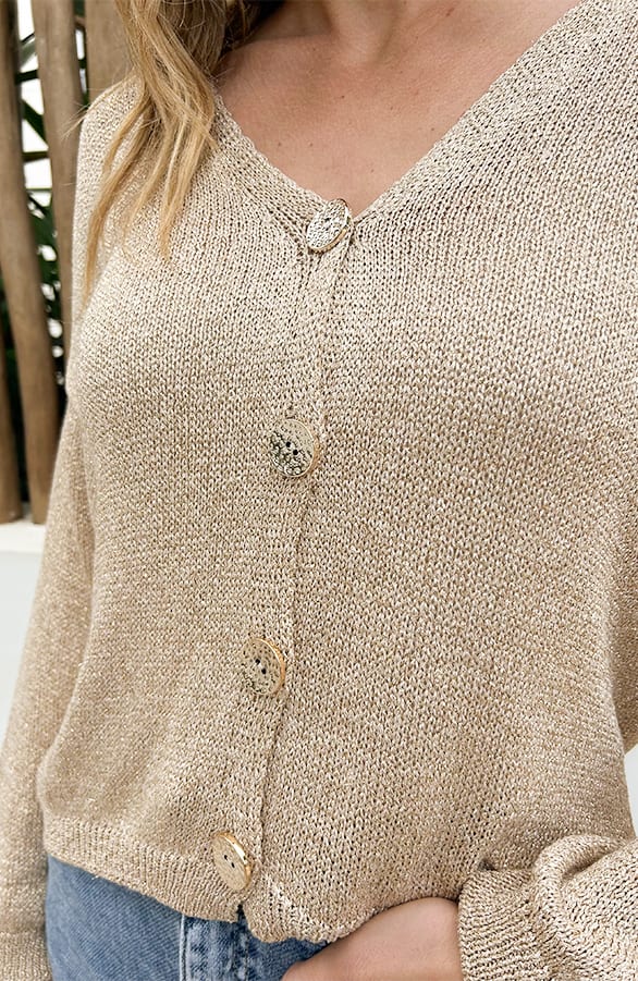 Gehaakte Lurex Cardigan Goud – vesten — foto 3