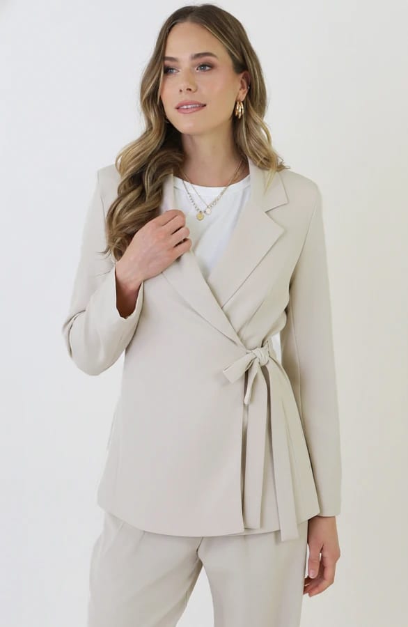 Getailleerde Blazer Met Strik Beige 2.0 – blazers — foto 4