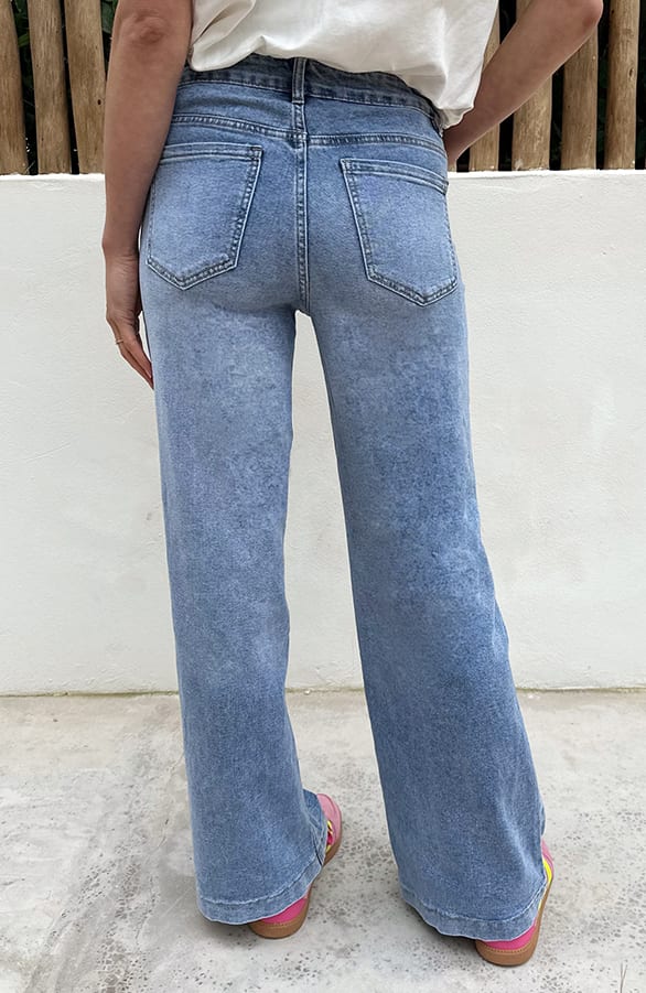 Strass Jeans Bloemen Blauw — foto 3